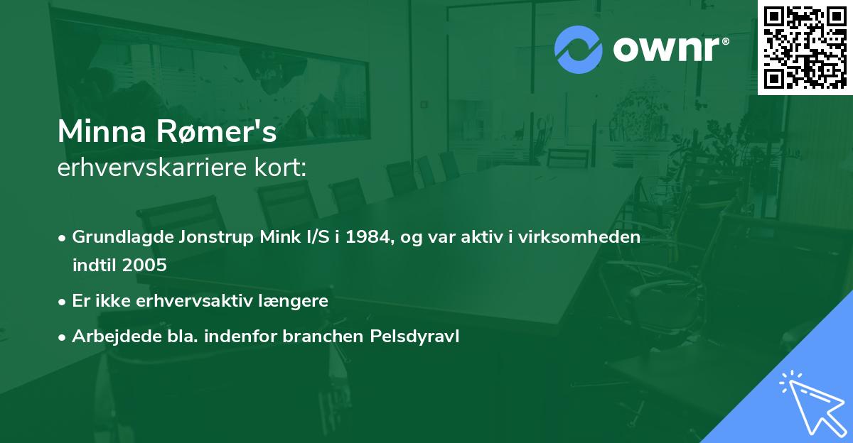 Minna Rømer's erhvervskarriere kort
