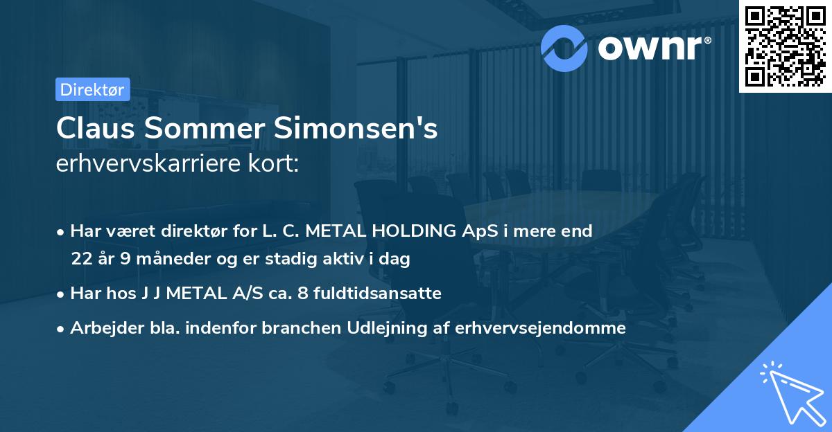 Claus Sommer Simonsen's erhvervskarriere kort