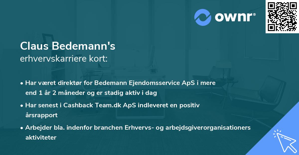 Claus Bedemann's erhvervskarriere kort