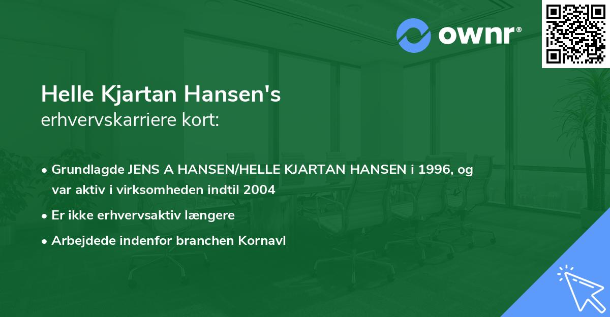 Helle Kjartan Hansen's erhvervskarriere kort
