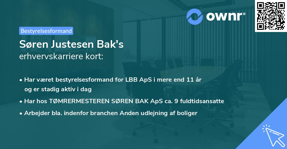 Søren Justesen Bak's erhvervskarriere kort