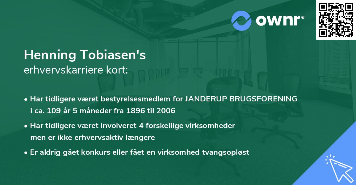 Henning Tobiasen's erhvervskarriere kort