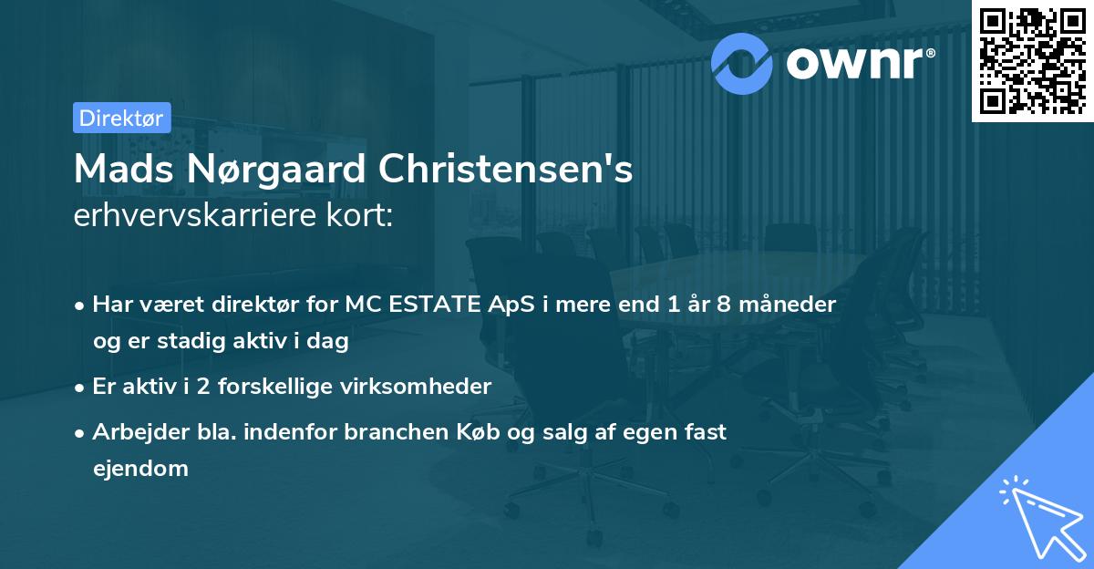 Mads Nørgaard Christensen's erhvervskarriere kort