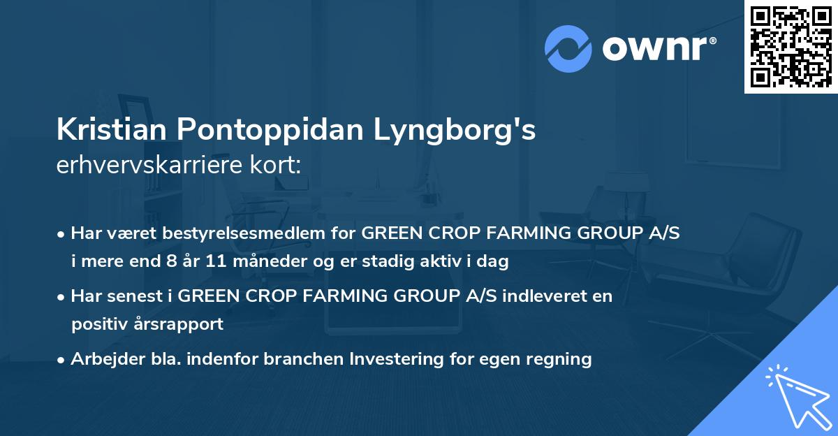 Kristian Pontoppidan Lyngborg's erhvervskarriere kort