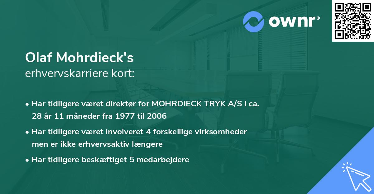Olaf Mohrdieck's erhvervskarriere kort