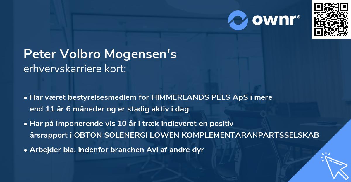 Peter Volbro Mogensen's erhvervskarriere kort