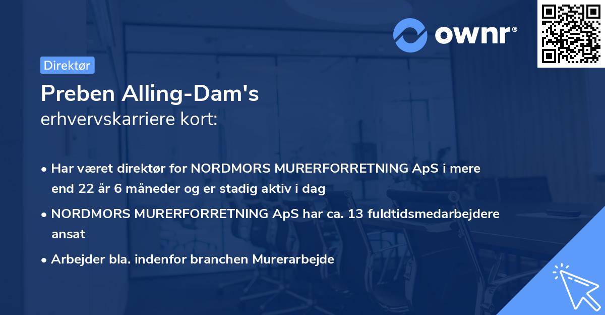 Preben Alling-Dam's erhvervskarriere kort