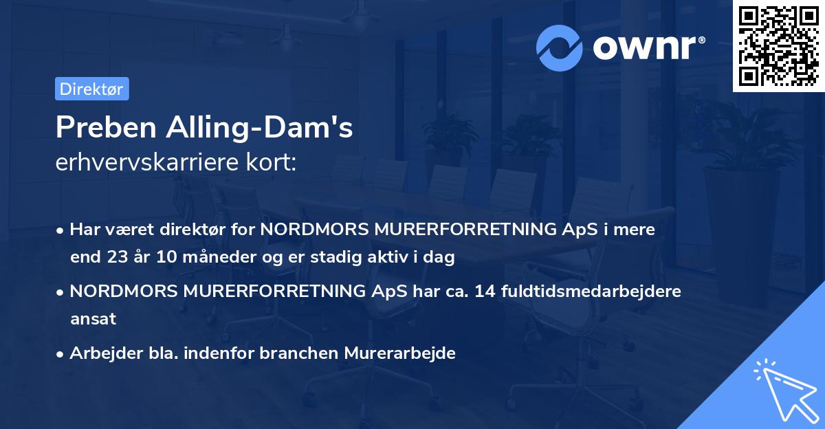 Preben Alling-Dam's erhvervskarriere kort