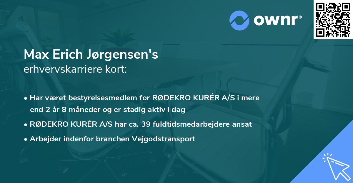 Max Erich Jørgensen's erhvervskarriere kort