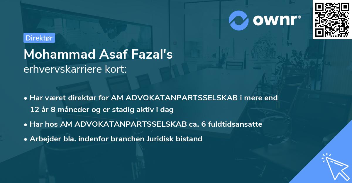 Mohammad Asaf Fazal's erhvervskarriere kort