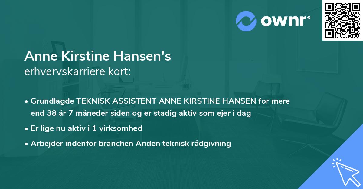 Anne Kirstine Hansen's erhvervskarriere kort