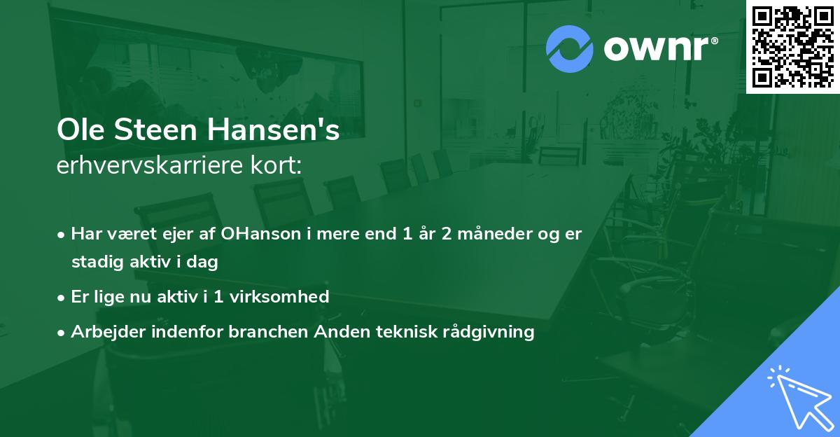 Ole Steen Hansen's erhvervskarriere kort