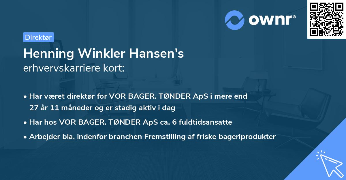 Henning Winkler Hansen's erhvervskarriere kort