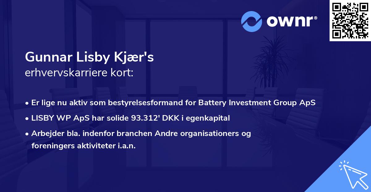 Gunnar Lisby Kjær's erhvervskarriere kort