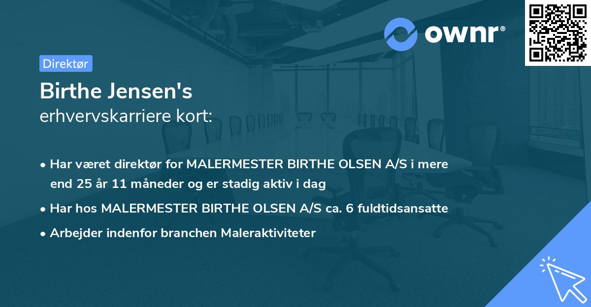 Birthe Jensen's erhvervskarriere kort