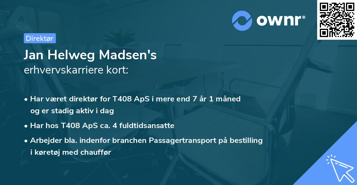 Jan Helweg Madsen's erhvervskarriere kort