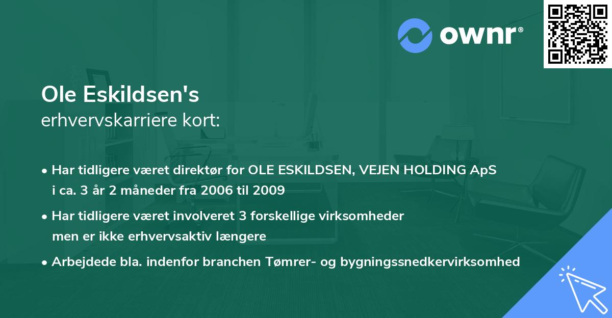 Ole Eskildsen's erhvervskarriere kort