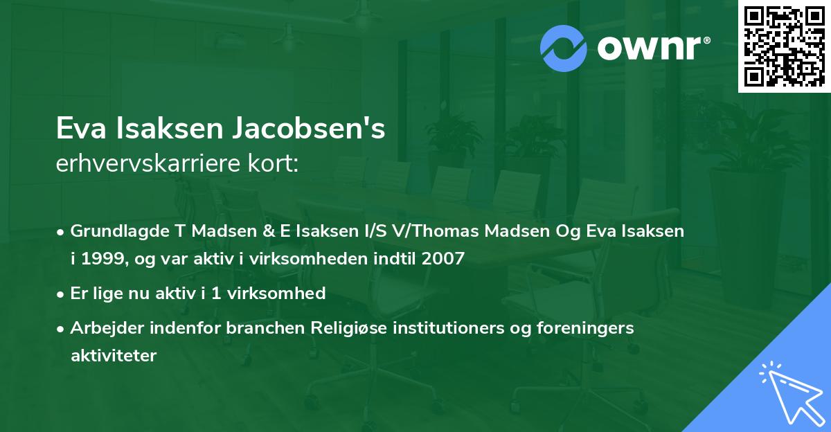 Eva Isaksen Jacobsen's erhvervskarriere kort