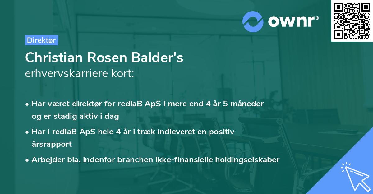 Christian Rosen Balder's erhvervskarriere kort