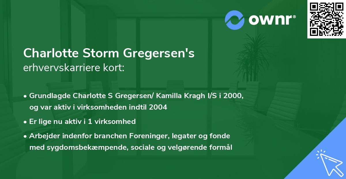 Charlotte Storm Gregersen's erhvervskarriere kort