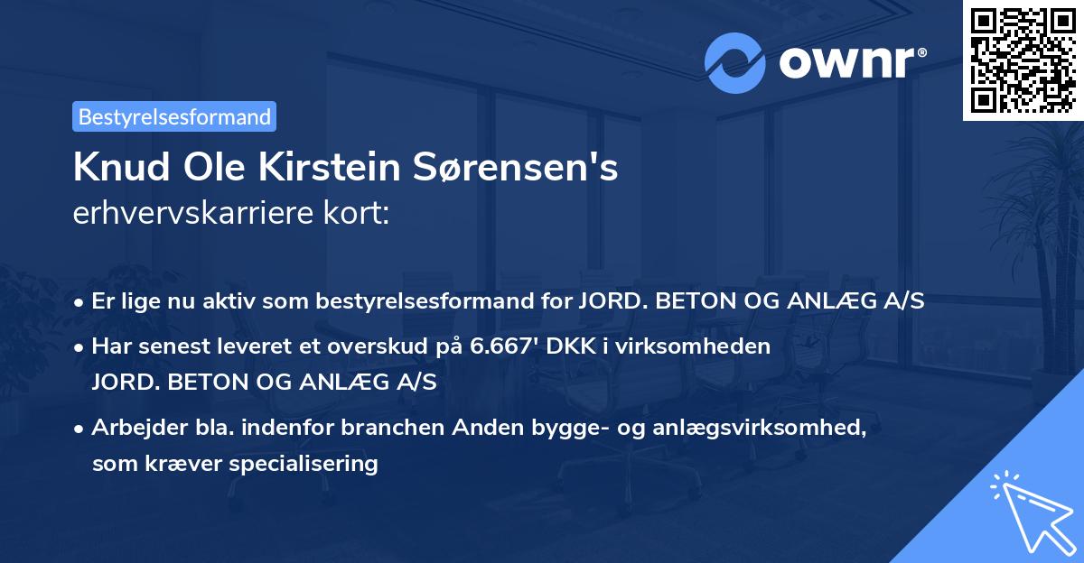 Knud Ole Kirstein Sørensen's erhvervskarriere kort