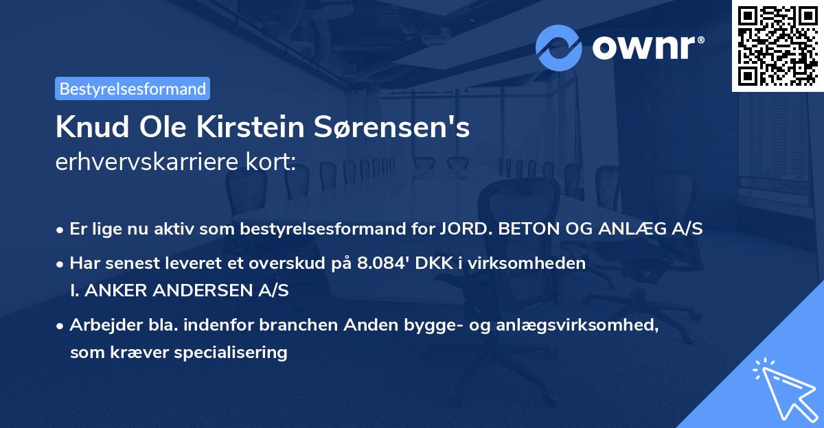 Knud Ole Kirstein Sørensen's erhvervskarriere kort