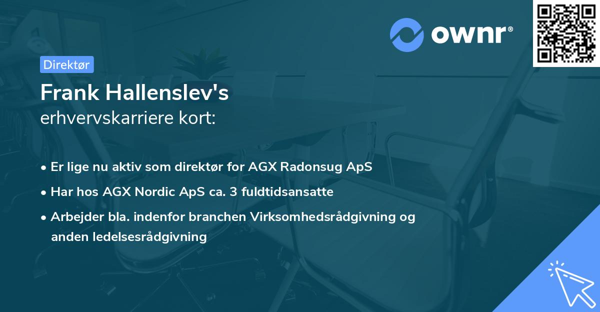 Frank Hallenslev's erhvervskarriere kort