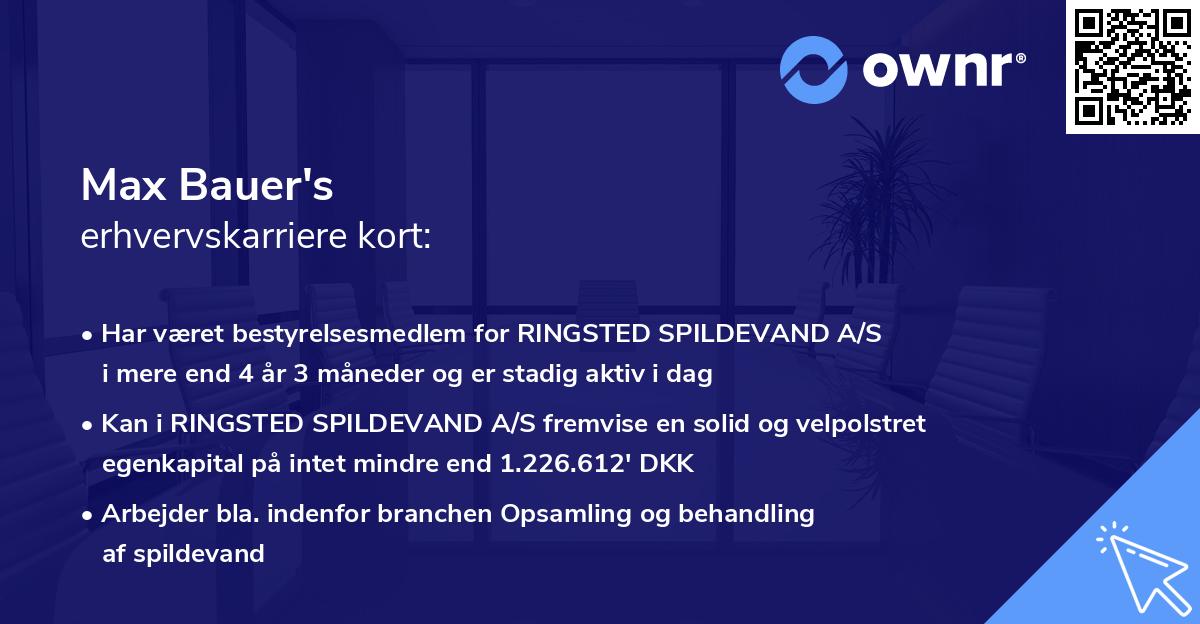 Max Bauer's erhvervskarriere kort