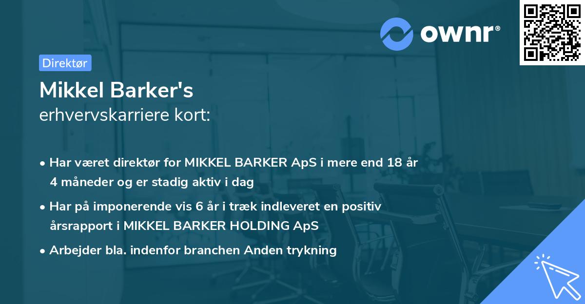 Mikkel Barker's erhvervskarriere kort