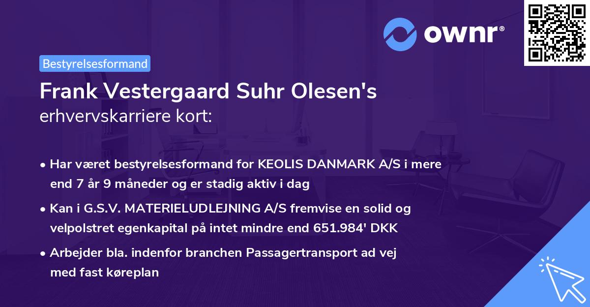 Frank Vestergaard Suhr Olesen's erhvervskarriere kort