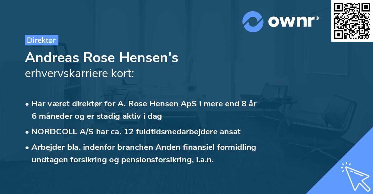 Andreas Rose Hensen's erhvervskarriere kort