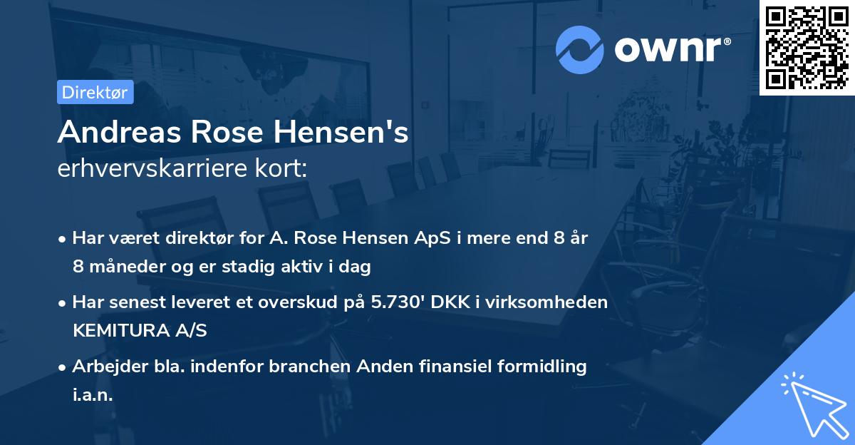 Andreas Rose Hensen's erhvervskarriere kort