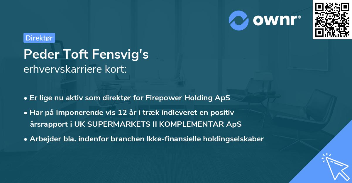 Peder Toft Fensvig's erhvervskarriere kort