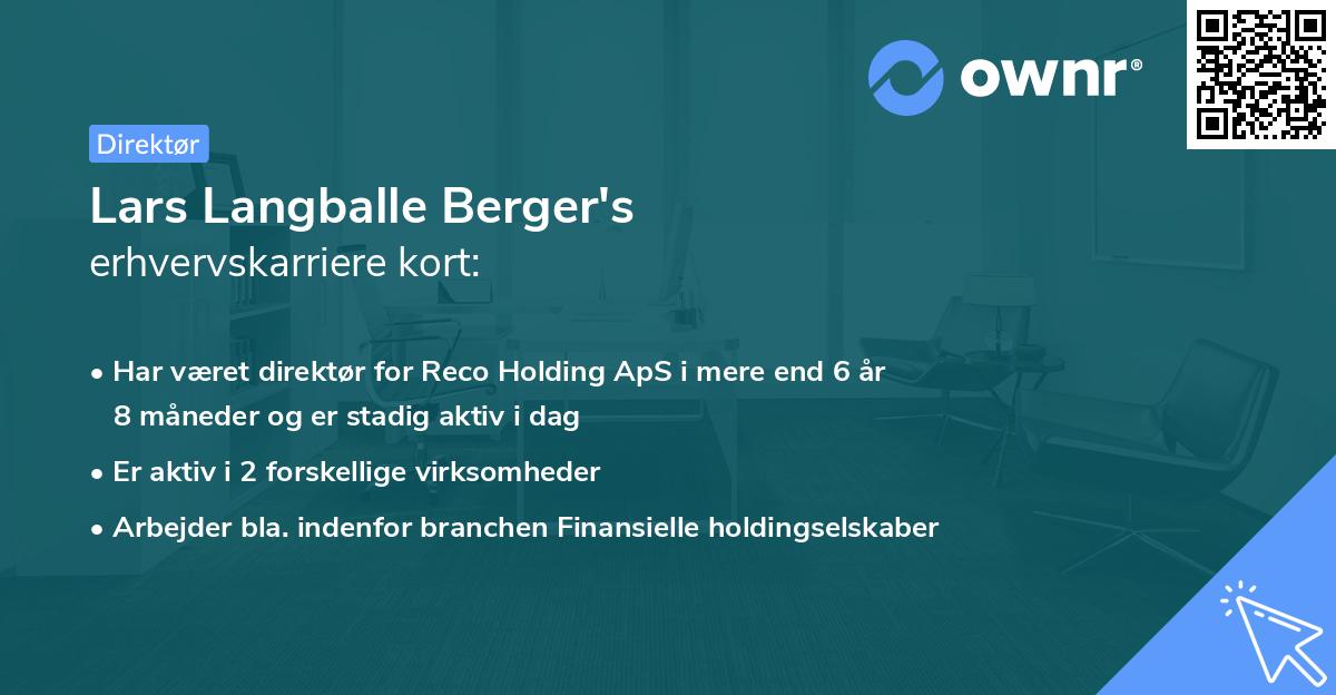 Lars Langballe Berger's erhvervskarriere kort