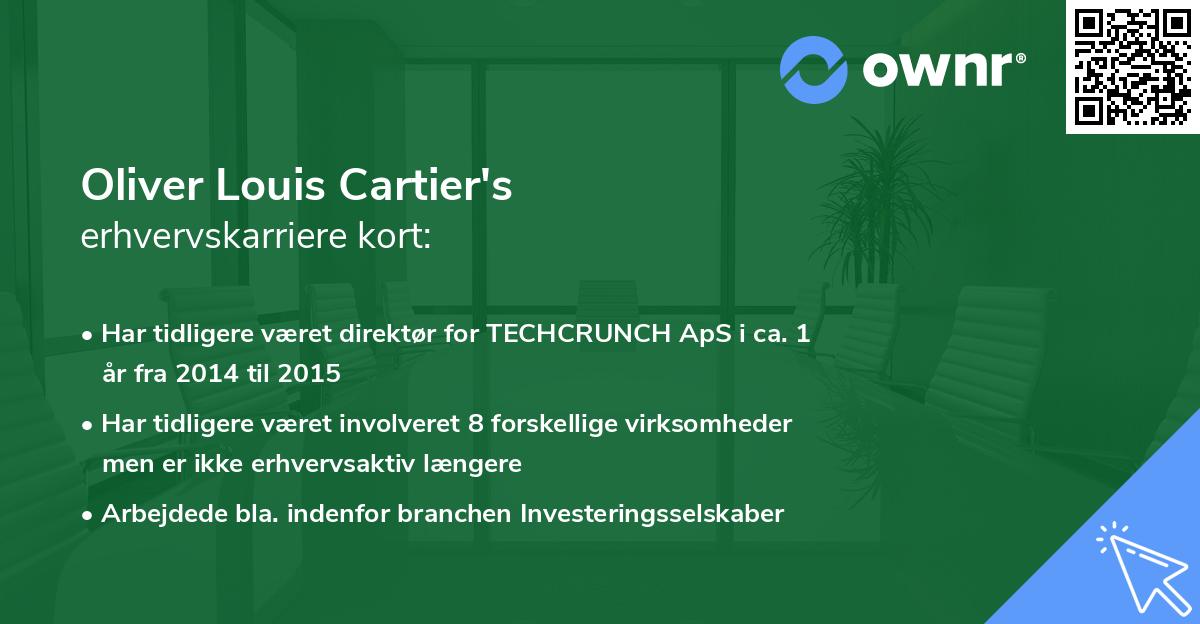 Oliver Louis Cartier's erhvervskarriere kort