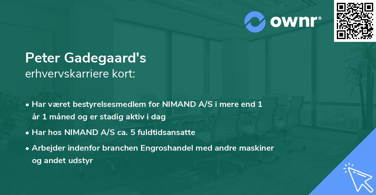 Peter Gadegaard's erhvervskarriere kort