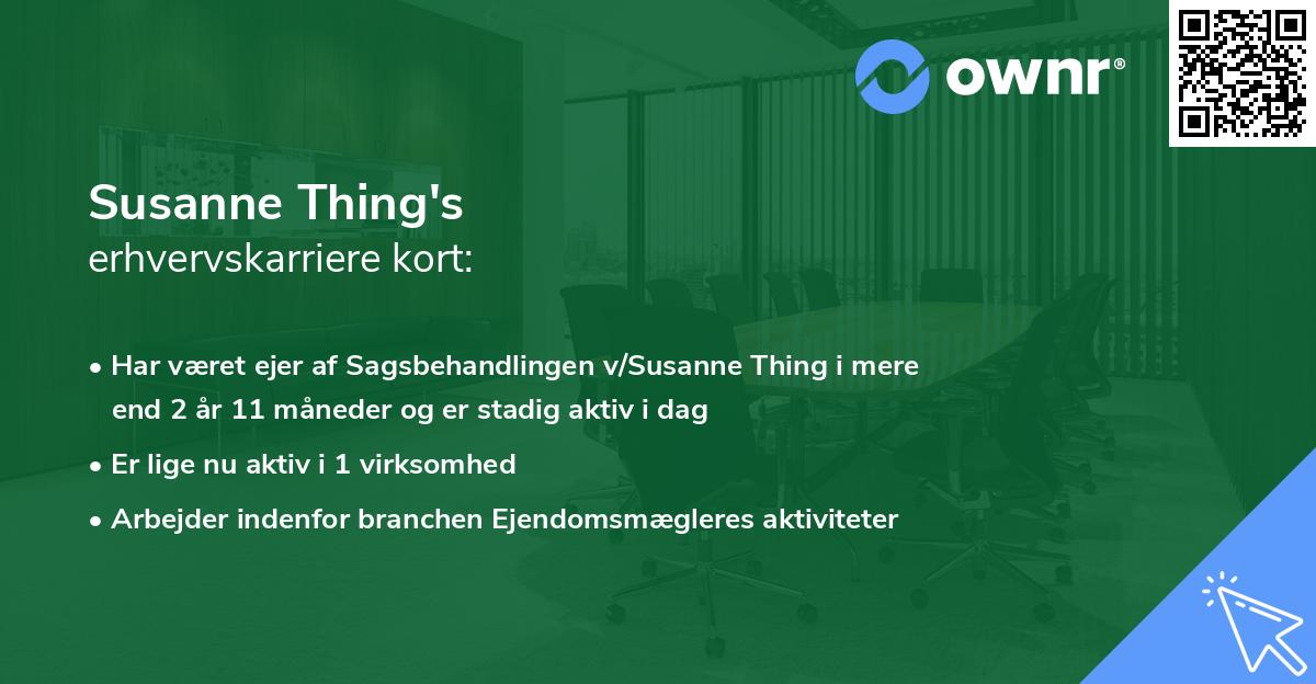 Susanne Thing's erhvervskarriere kort