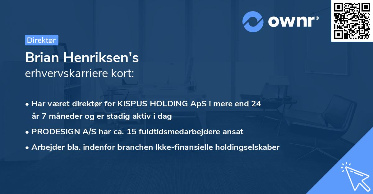 Brian Henriksen's erhvervskarriere kort