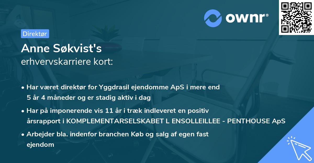 Anne Søkvist's erhvervskarriere kort