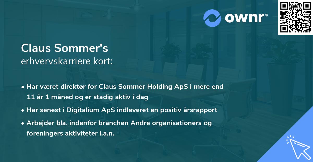 Claus Sommer's erhvervskarriere kort