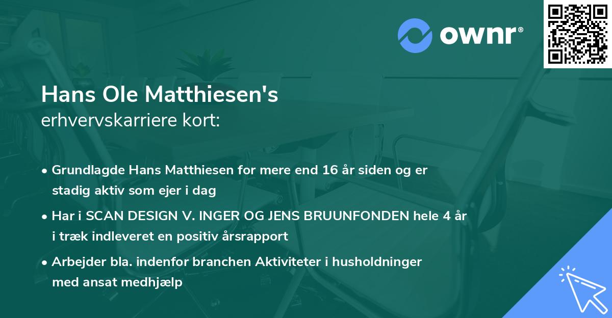 Hans Ole Matthiesen's erhvervskarriere kort