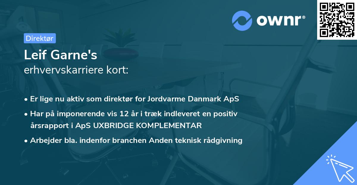 Leif Garne's erhvervskarriere kort