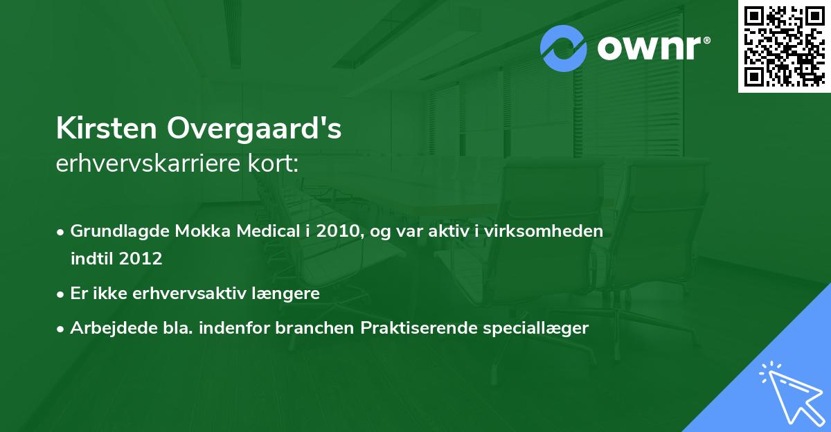 Kirsten Overgaard's erhvervskarriere kort