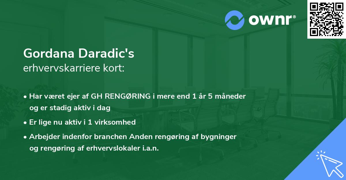 Gordana Daradic's erhvervskarriere kort