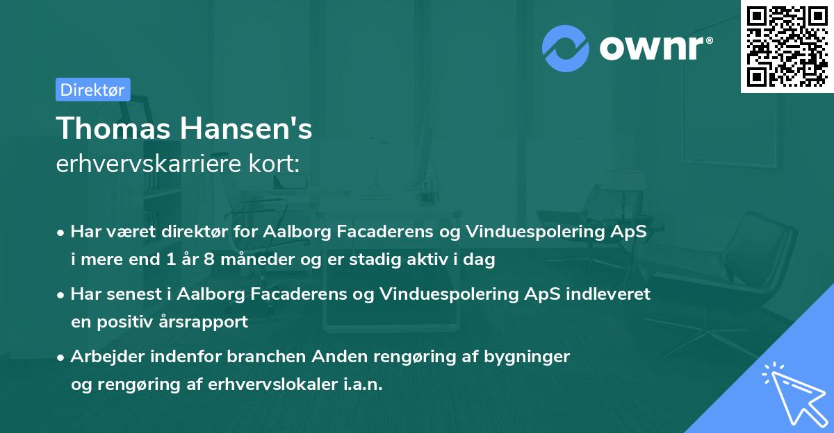 Thomas Hansen's erhvervskarriere kort