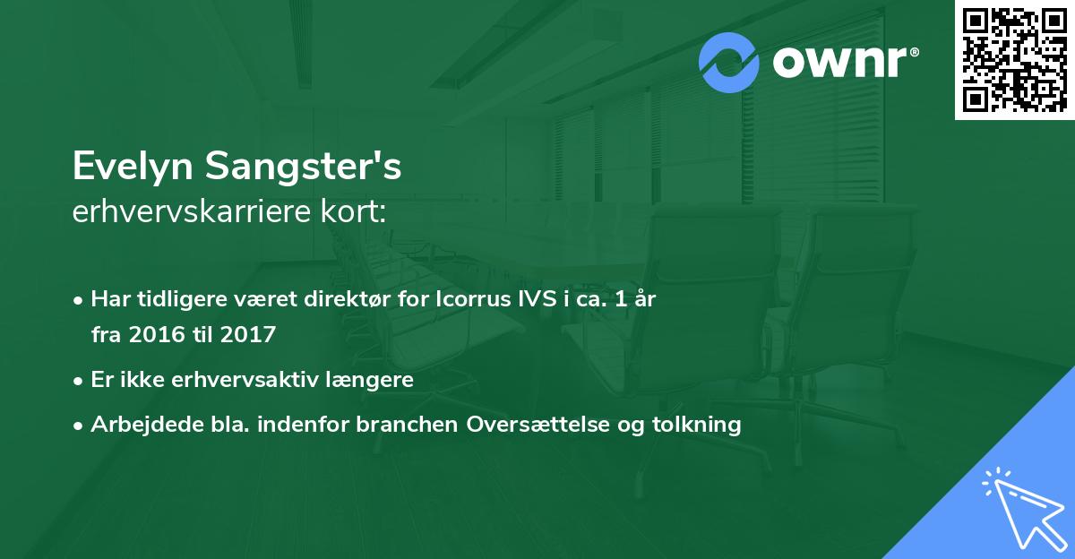 Evelyn Sangster's erhvervskarriere kort