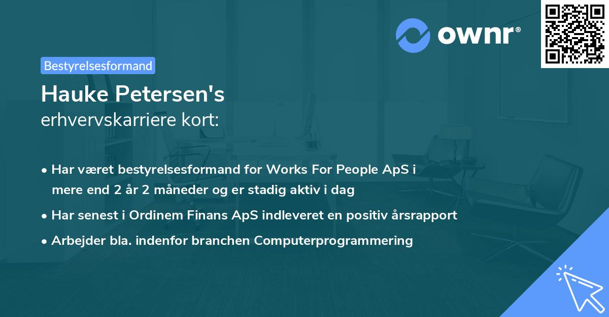 Hauke Petersen's erhvervskarriere kort