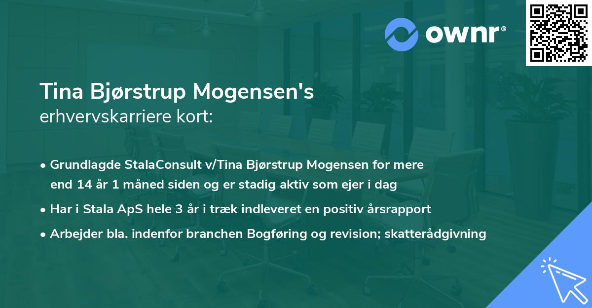 Tina Bjørstrup Mogensen's erhvervskarriere kort