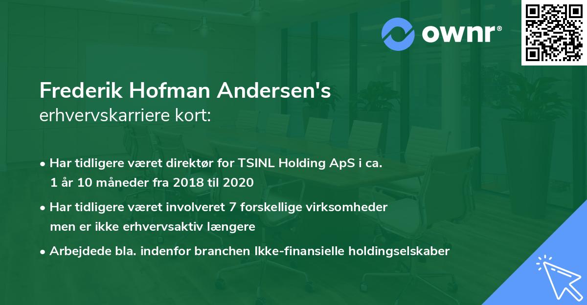 Frederik Hofman Andersen's erhvervskarriere kort