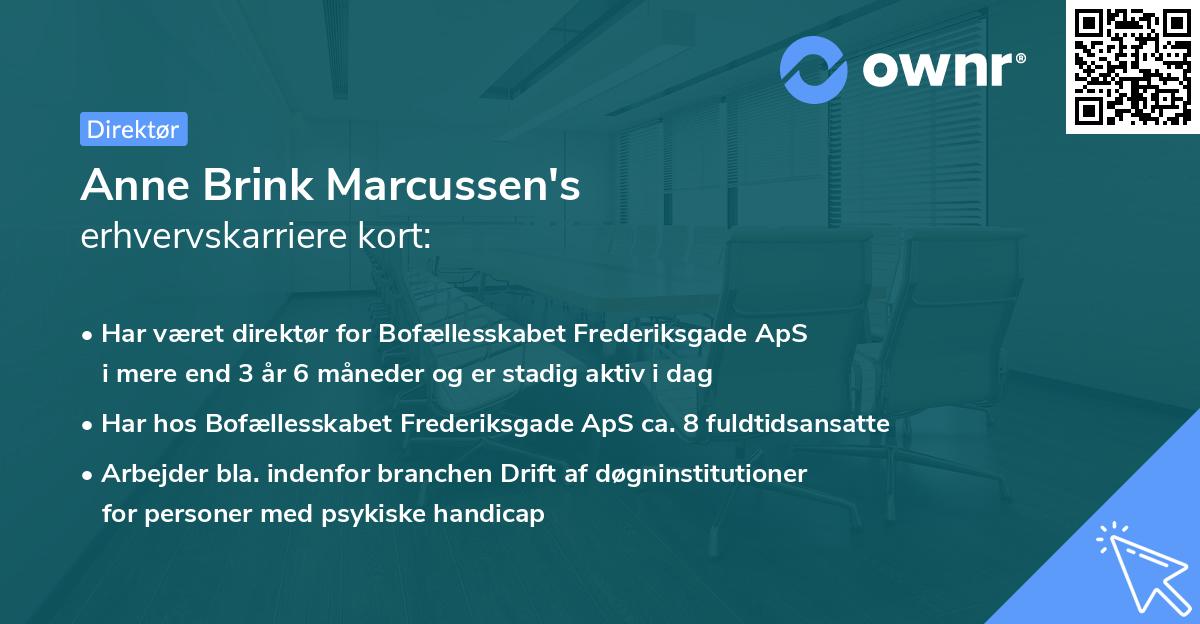 Anne Brink Marcussen's erhvervskarriere kort